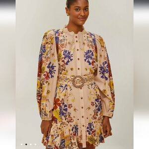 FARM Rio Pink Beauty Bouquet Puff Sleeve Mini Dress